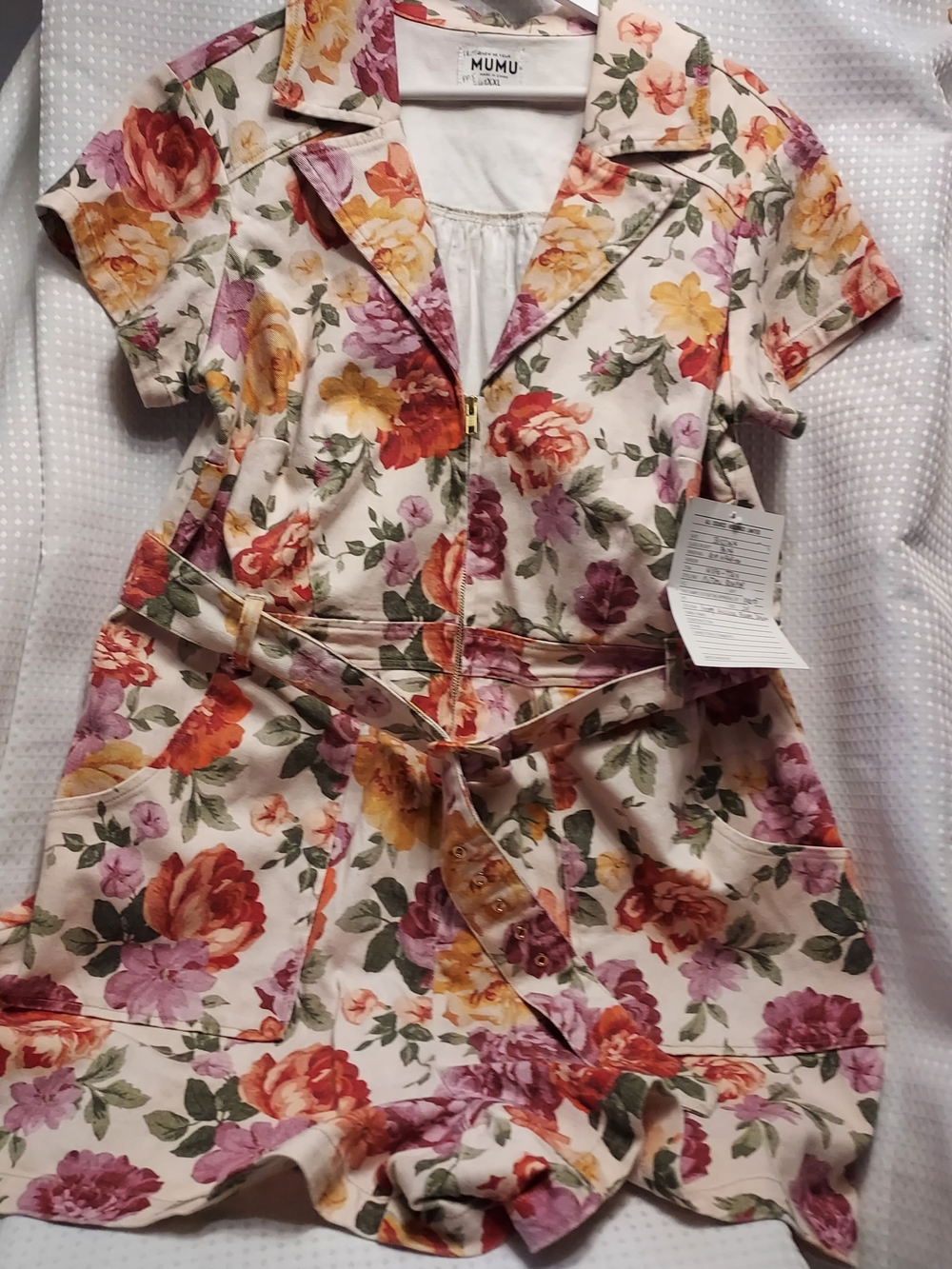 Mumu Women's Floral Zip Romper - Pink, Yellow & Green- Outlaw